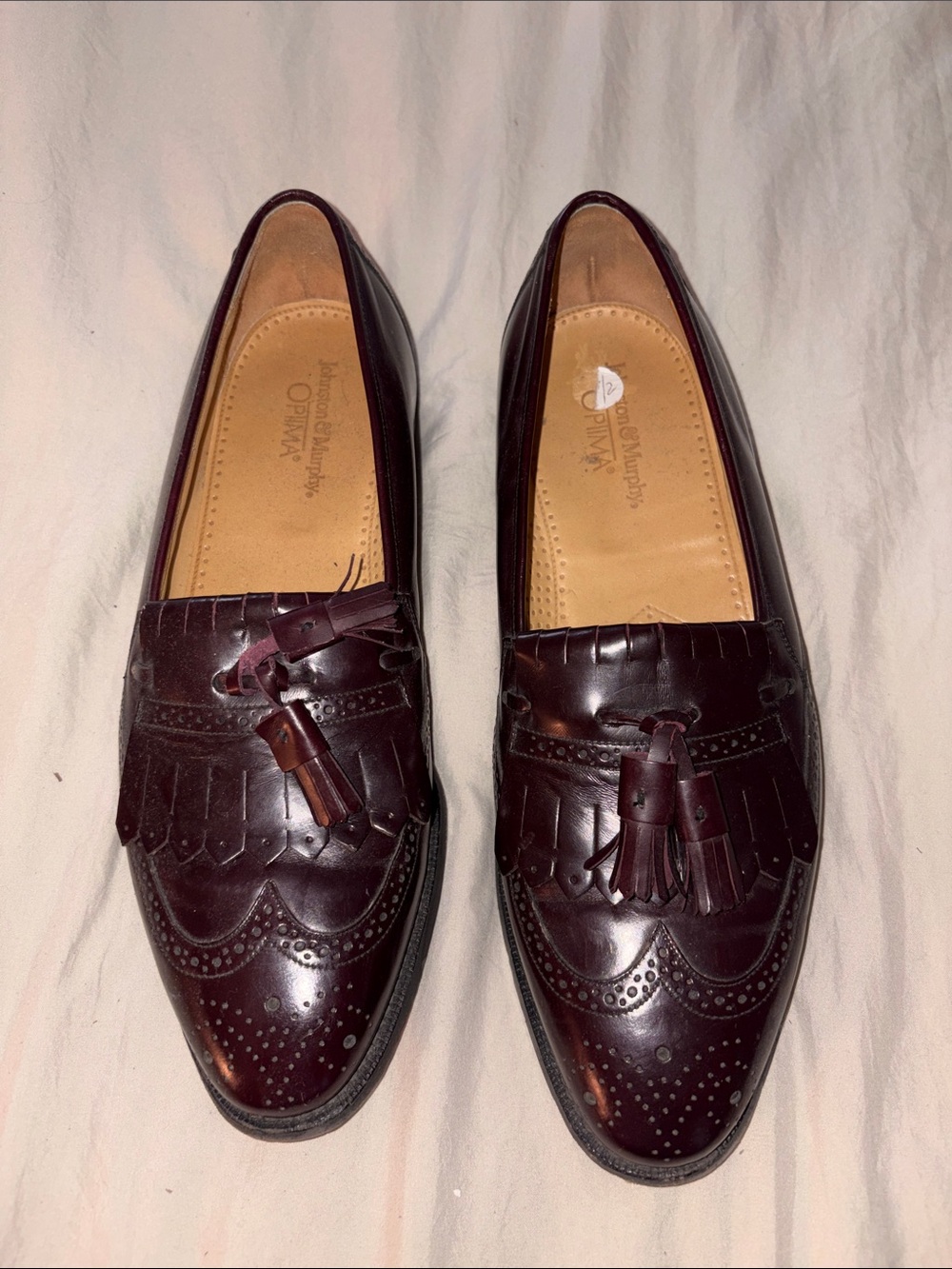 Johnston & Murphy Burgundy Tassel Kiltie Wingtip Loafers